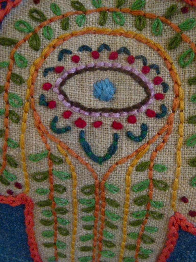 embroidered hamsa made by Julianne