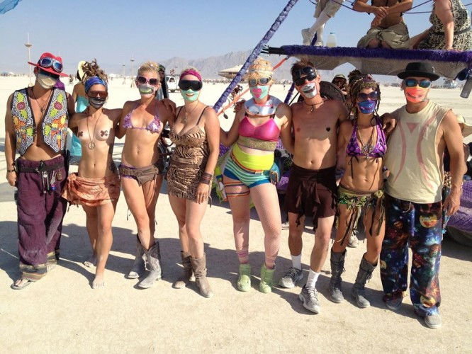 zipper masks at Burning Man, made by Julianne