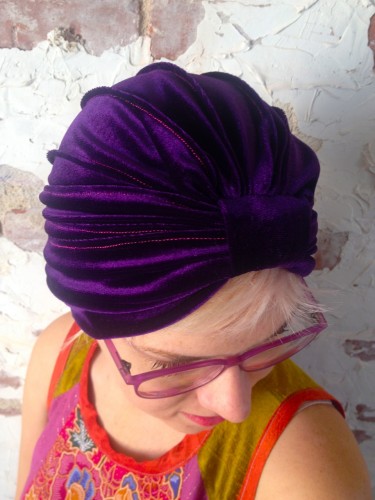 electric blue turban, made by Julianne