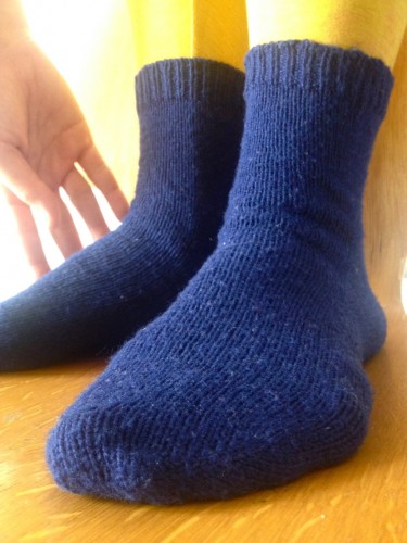 knit navy socks, made by Julianne